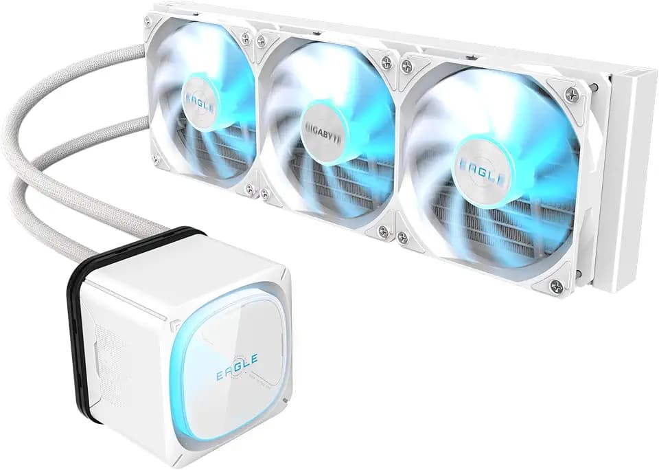 GIGABYTE Eagle 360 ICE - AIO Liquid CPU Cooler - 360mm Radiator, 3X 120mm High-Volume PWM Fans, Compatible with Intel LGA 1851/1700/115X/1200, AMD AM5/AM4 - White (GP-GIGABYTE Eagle 360I)