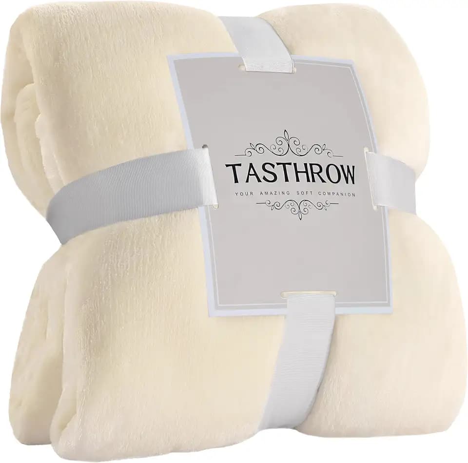 TASTHROW Creamwhite Throw Blanket 60x80 Inches