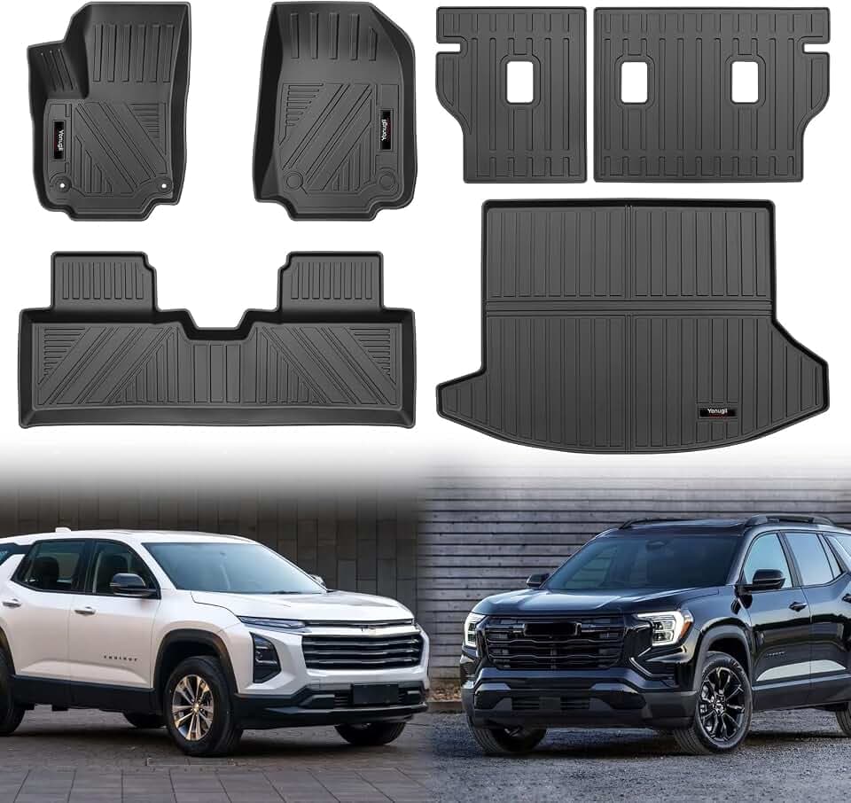 for 2025 2026 Chevy Equinox/GMC Terrain Floor Mats Cargo Liner and Backrest Mat TPE All Weather TPE Rubber Protection Mats for Chevy Equinox Accessories (Not for EV)