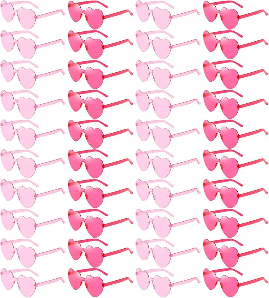 Pibupibu 40 Pack Rimless Heart Sunglasses Bulk for Unisex Adults