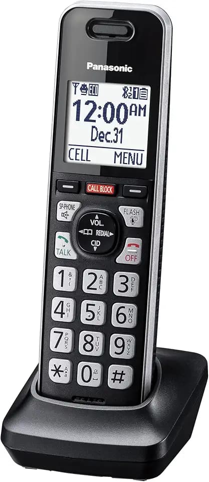 Panasonic Additional Cordless Phone Handset, Advanced Call Block, Compatible with KX-TGF94x and KX-TGF97x Series - KX-TGFA97B (Black with Silver Trim)