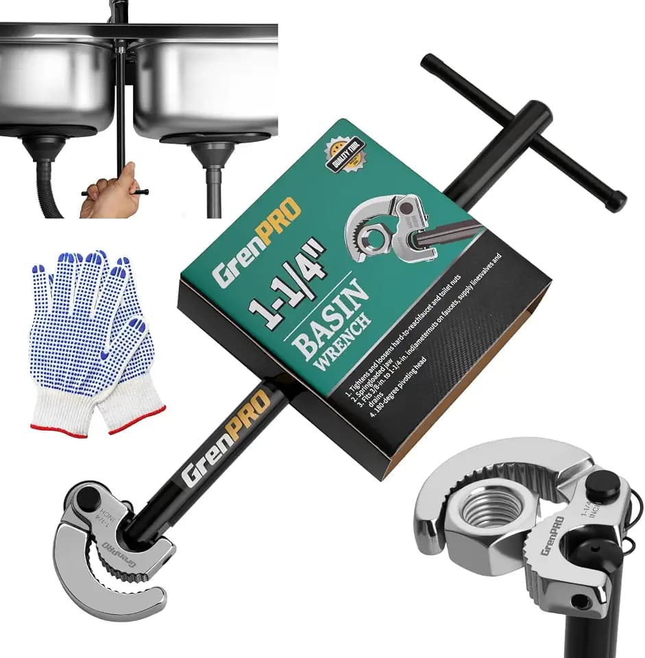 GRENPRO 11" Adjustable Basin Wrench Sink Faucet Tight Space Plumbing Tools