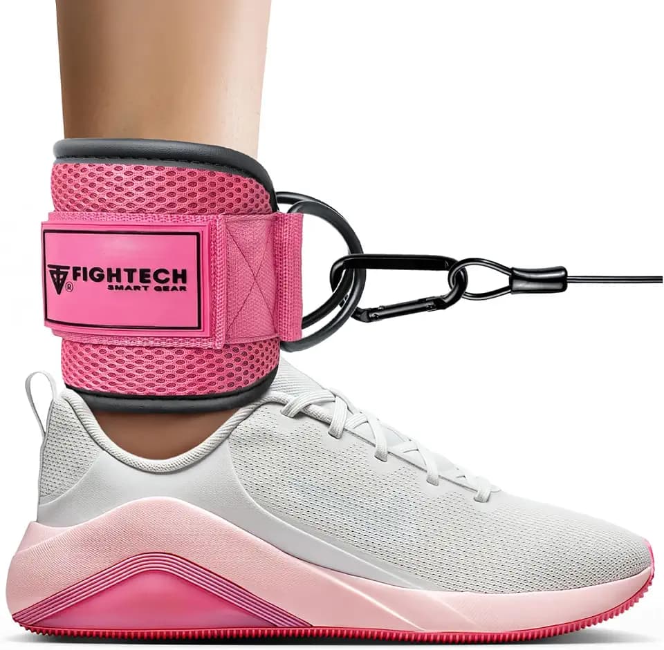FIGHTECH Ankle Straps Cable Machine Attachment for Gym - Cable Kickback Ankle Straps - Padded Ankle Cuffs for Glute Kickbacks and Leg Workouts