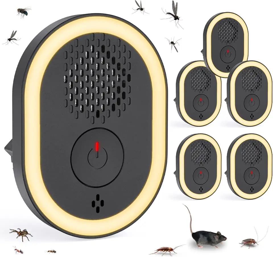 Ultraschall Schädlingsbekämpfer 6 Stück Mückenschutz, Ultraschall Elektrisch Insekten Stecker Mückenstecker Mäusevertreiber für Drinnen Mücken, Mäuse, Spinnen, Kakerlaken, Insekten, Flöhe, Motten