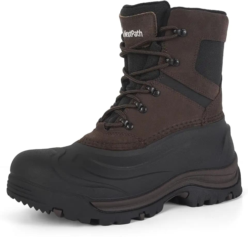 Men's Snow Boots, Waterproof Leather Winter Boots for Men