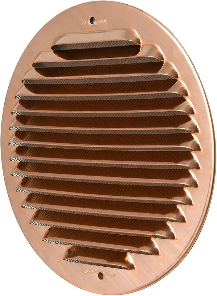 La Ventilazione GRAT160R Lüftungsgitter rund Kupfer mit Insektennetz überlappen Durchmesser 175 mm