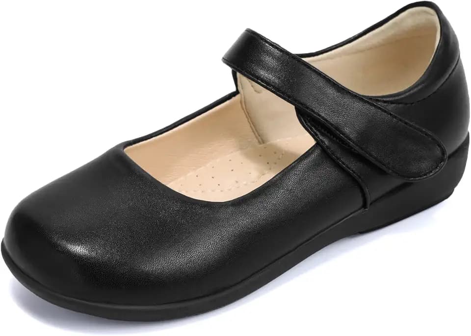 PANDANINJIA Girls Mary Jane School Uniform Flats Dress Shoes
