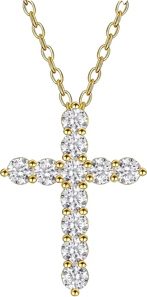 Stainless steel Cubic Zirconia Cross Necklace for Women Pendant with Chain 16"/18"+2" Perfect Jewelry Gifts for Birthday Christmas Mothers Day Wedding