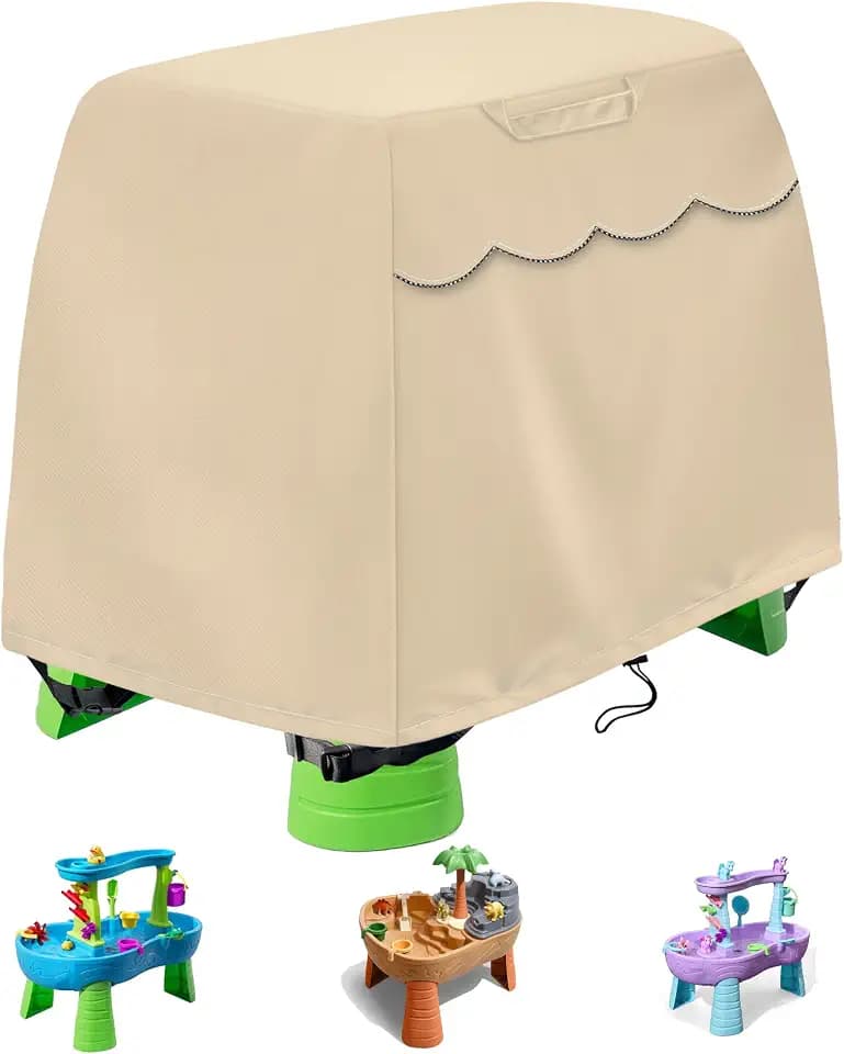 Kids Water Table Cover for Step2 Rain Showers, 600D Waterproof, Khaki