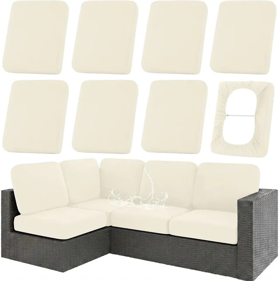 hyha Waterproof Outdoor Cushion Covers, Stretch Patio Slipcovers