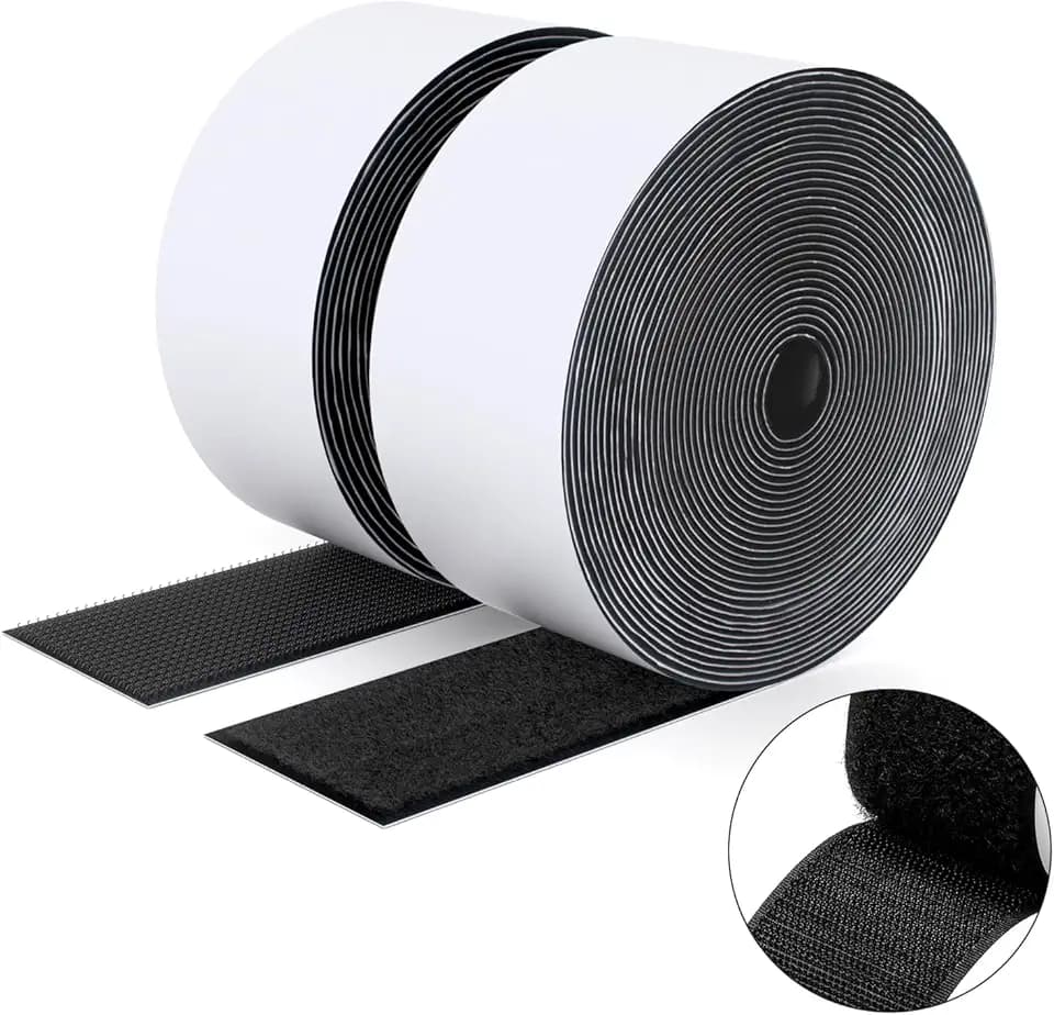 Klettband mit selbstklebend, 50 mm x 5 m, strapazierfähiges Hakenband und Schlaufenband, extra starker doppelseitiger Klettverschluss, Wandklebestreifen für den Innen- und Außenbereich, schwarz