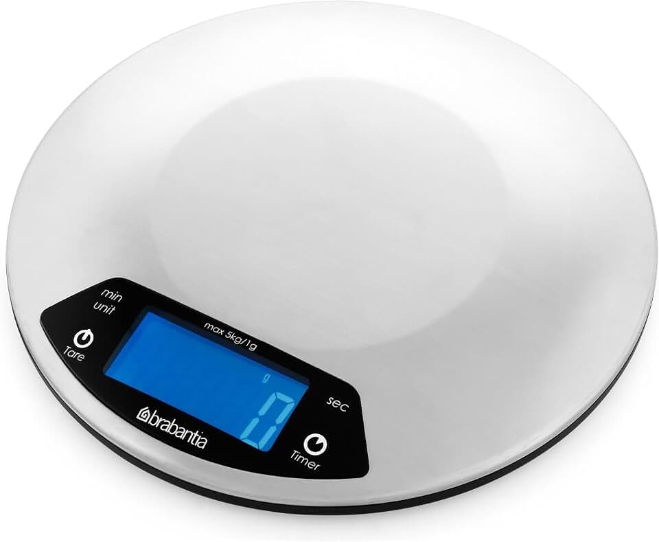 Brabantia 480560 Digitale Küchenwaagen 'Profile' rund mit Timerfunktion