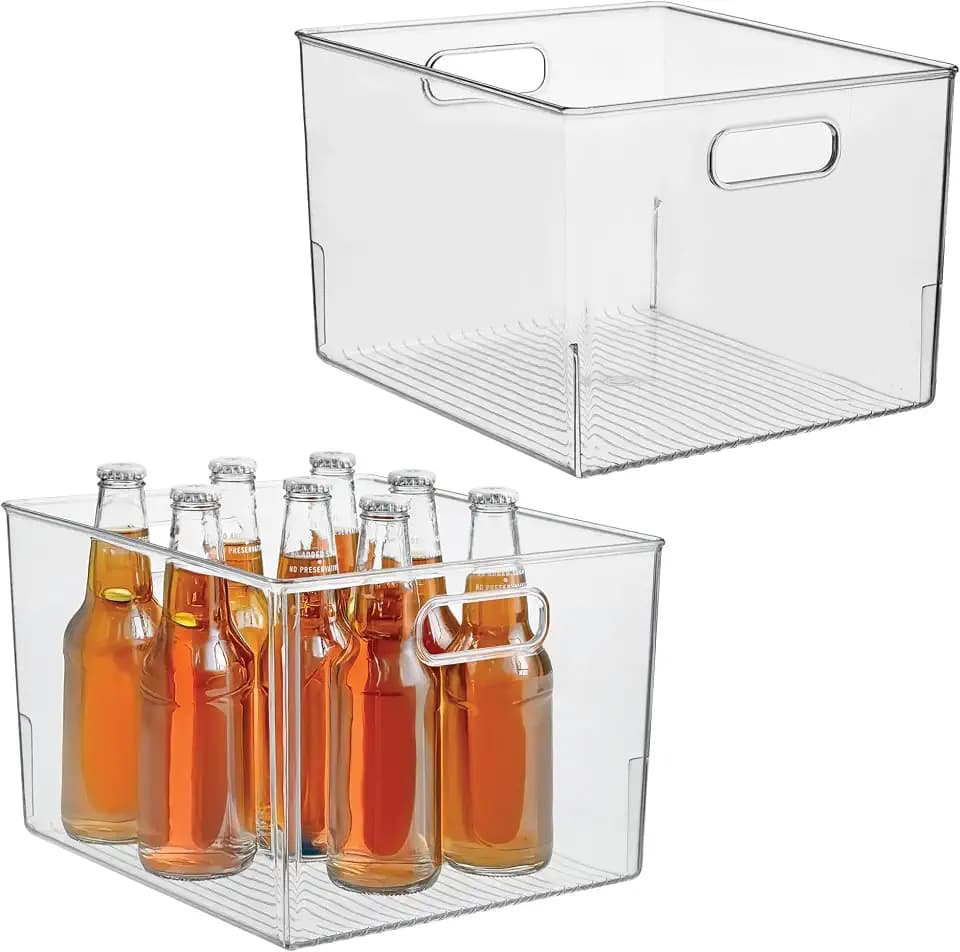 iDesign Storage Bin with Handles, Set of 2, Clear