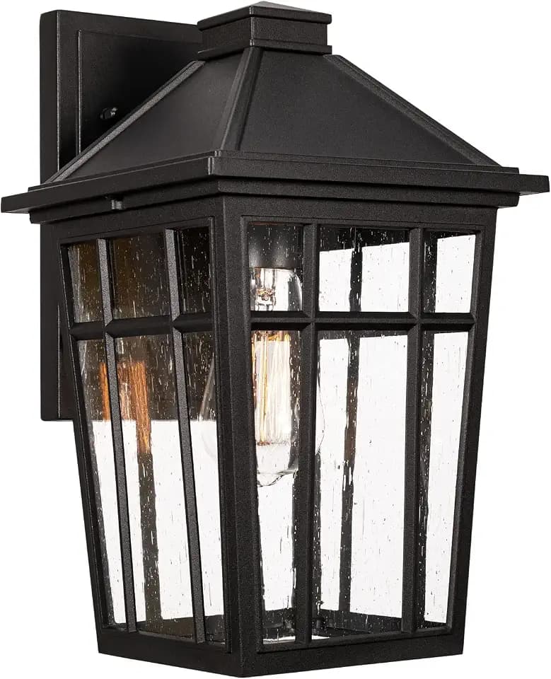 Darkaway Outdoor Sconce Lights Wall Light Fixtures, 14inch Large Porch Light Outdoor Wall Anti-Rust Waterproof Aluminum with Glass Exterior Light Fixture for Patio Yard Doorway Garage (Large, Black)
