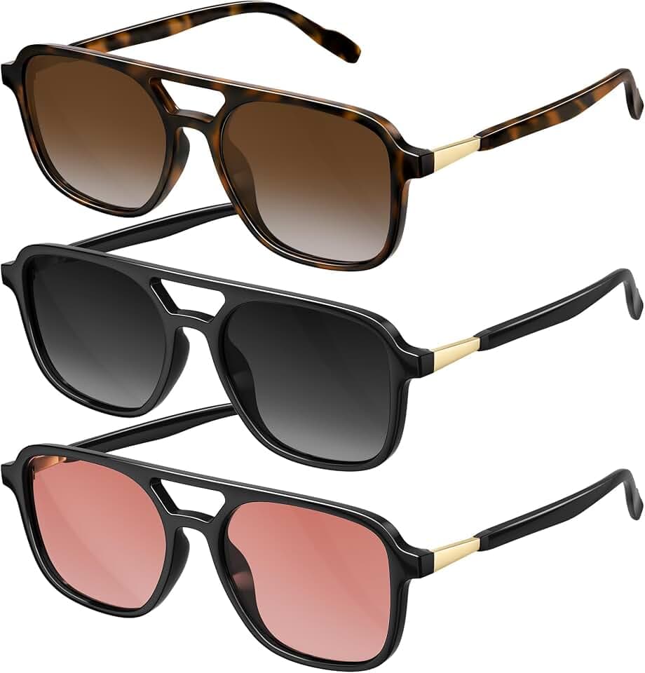 Retro Aviator Sunglasses for Women Men,Trendy Polarized Sun Glasses
