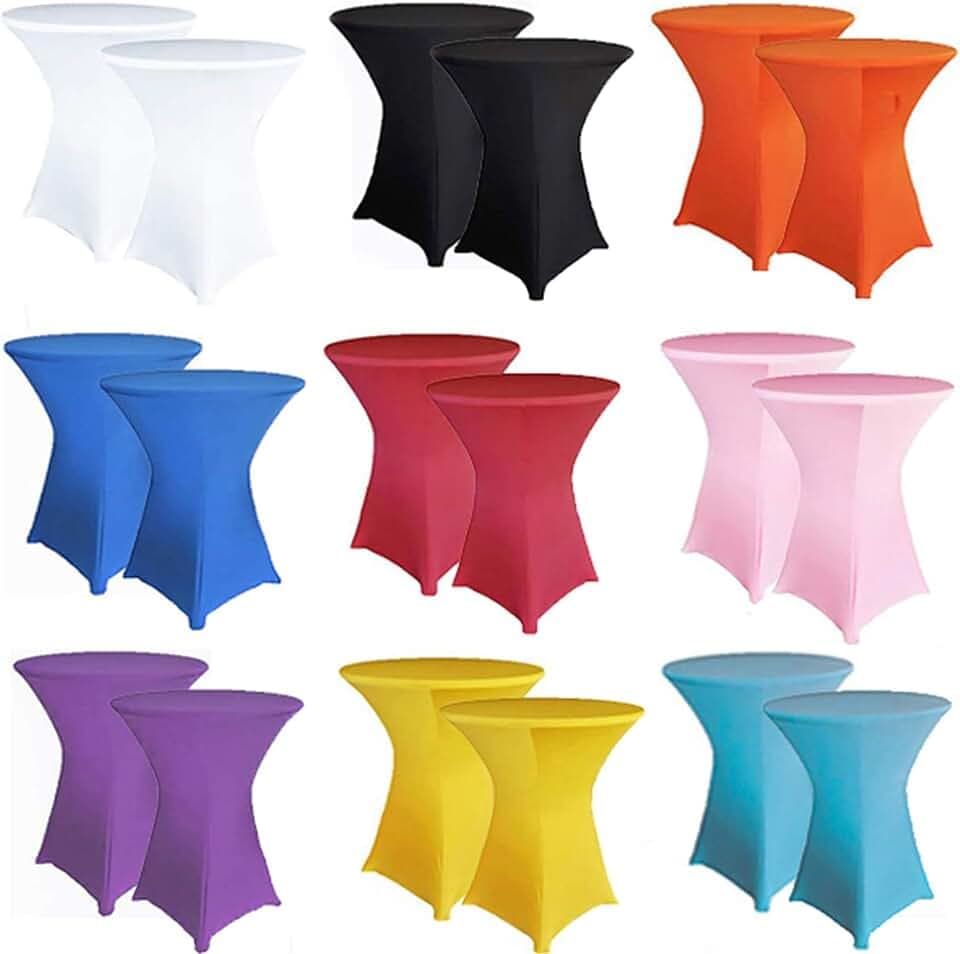 RELIANCER 2 Pack Cocktail Table Covers,36"x43" Fitted Spandex Tablecloth,Stretch Round Highboy Tables Cover,Elastic High Top Table Cloths for Outdoor Party,Wedding,Bar,Birthday,Banquet,Trade Show