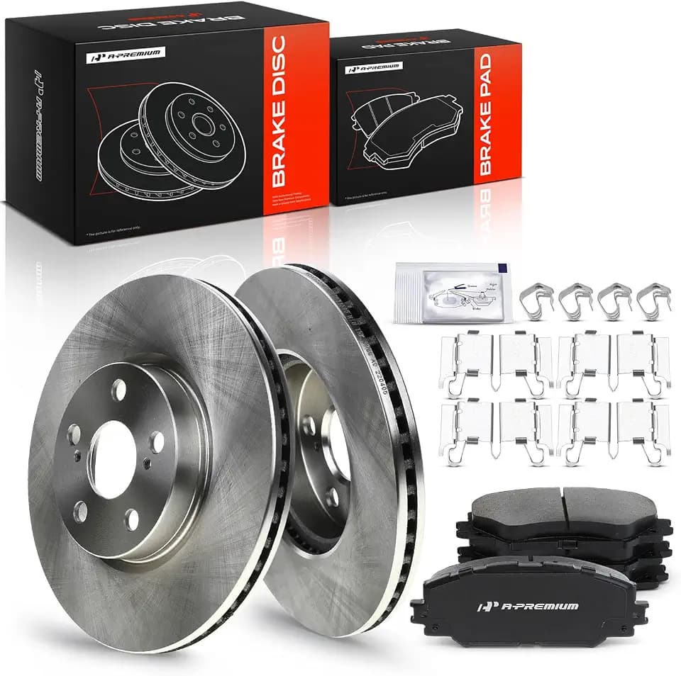 A-Premium 10.83 inch (275mm) Front Vented Brake Rotors and Ceramic Pads Kit