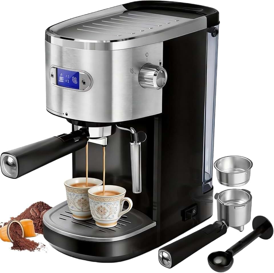 Kismile 20 Bar Stainless Steel Espresso Machine with Steam Milk Frother