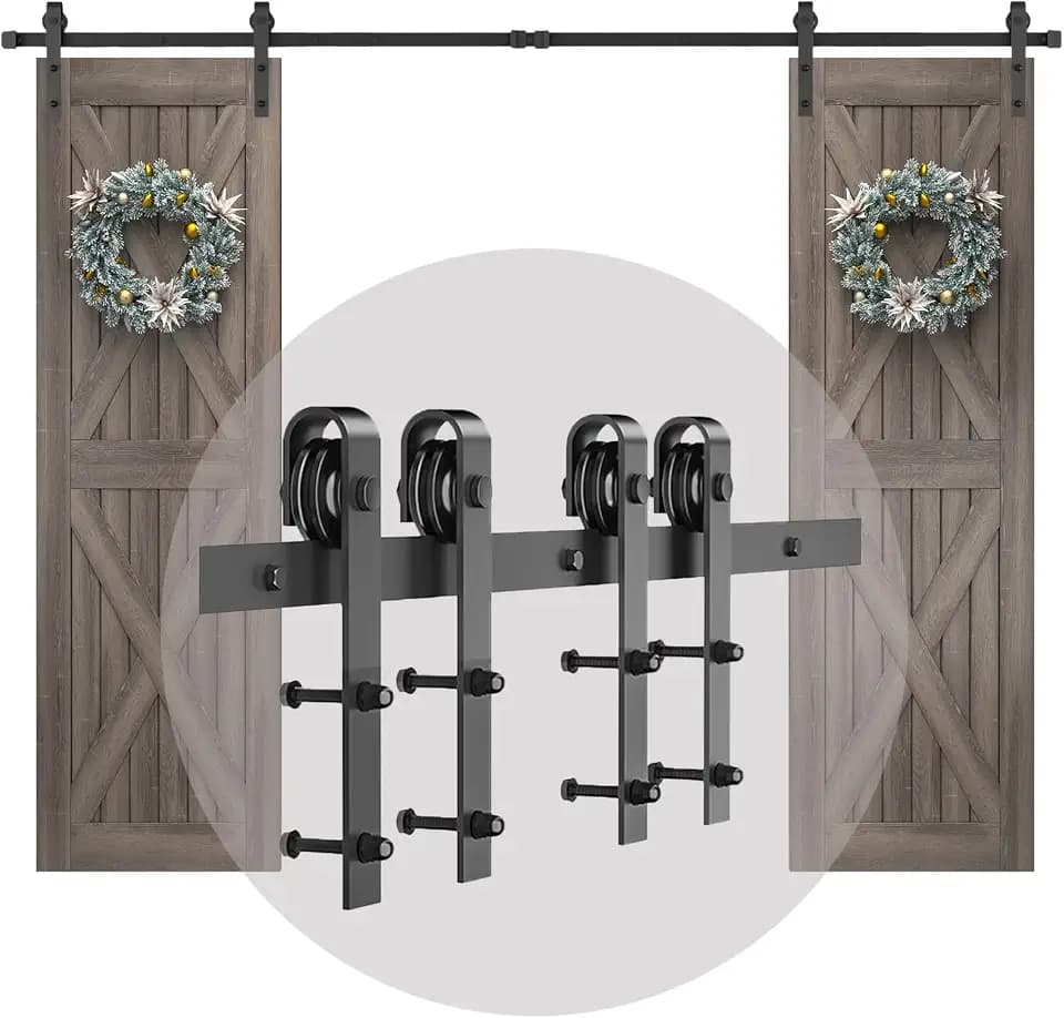 12FT Double Sliding Barn Door Hardware Kit, Sliding Closet Door Hardware