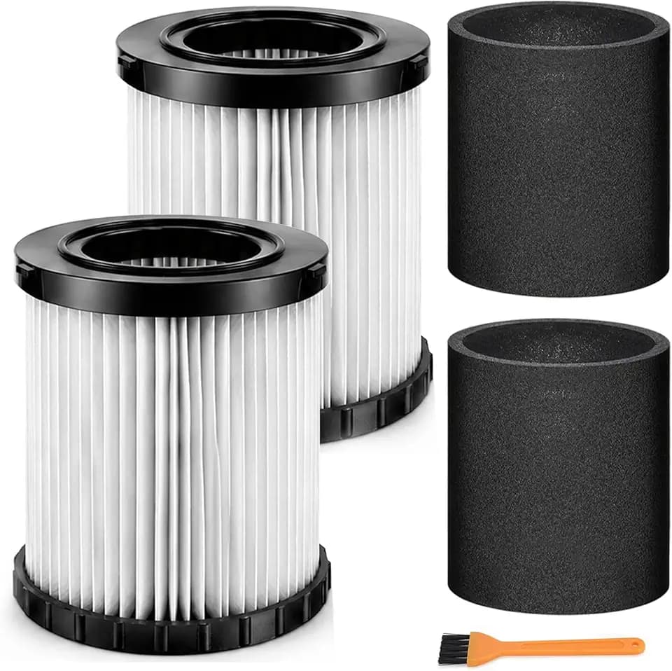 2 Pack DCV5801H Replacement Filter Compatible with DEWALT DCV580H & DCV581H 20V MAX Wet Dry Vacuum, Washable HEPA Filters with 4 Foam Sleeve Pre-Filters & Cleaning Brush
