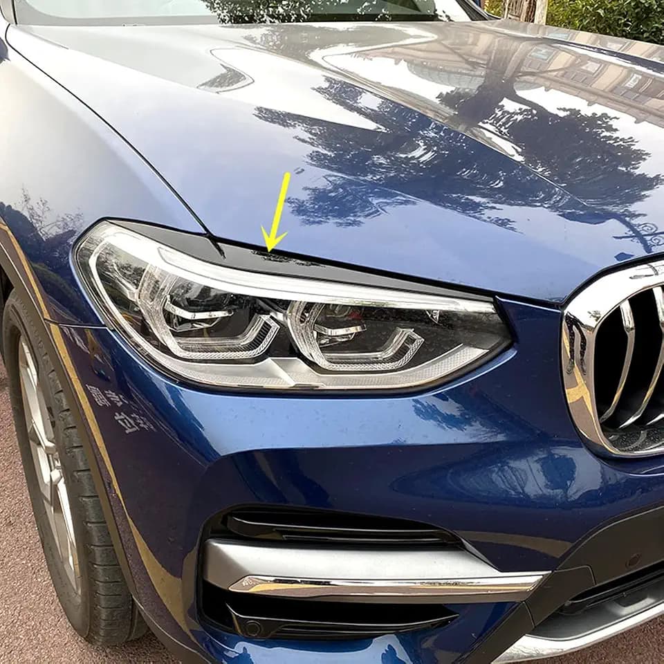Gloss Black Headlight Moldings Trims Eyebrows for BMW X3 X4 X3M 2018-2023