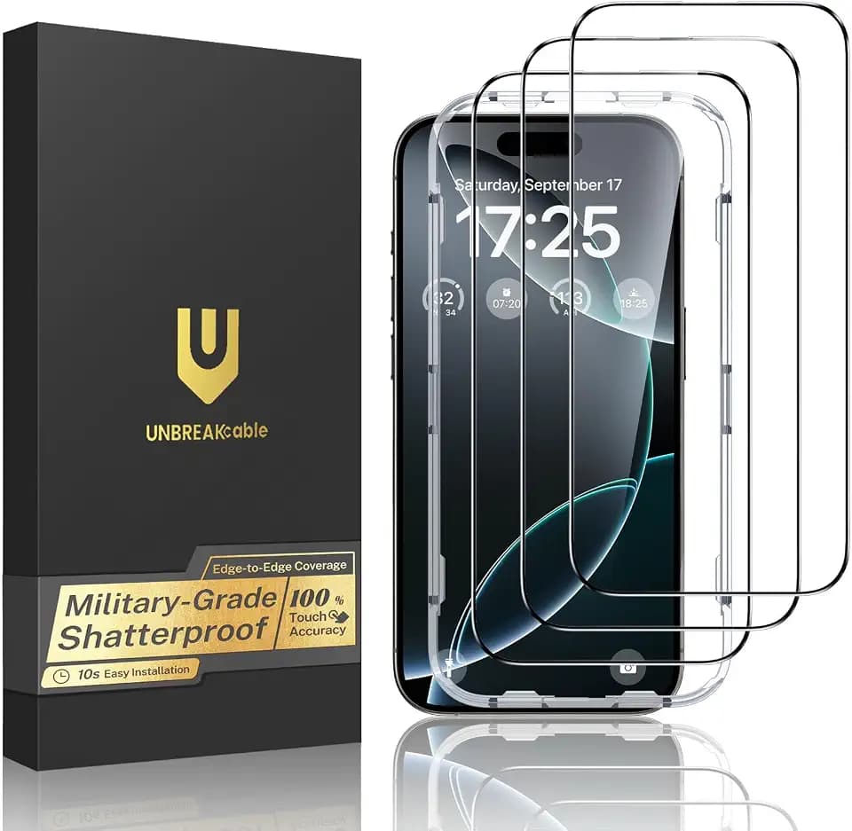 UNBREAKcable 3-Pack Screen Protector for iPhone 16 Pro Max, Full Coverage