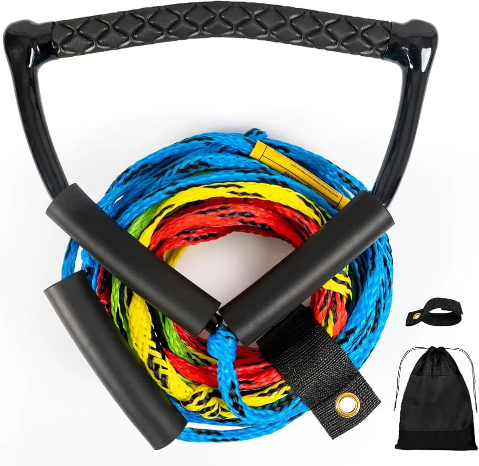 75FT Radius Handle Ski Ropes for Water Skiing, Floating Wakeboard Rope and Handle, 4-Section Water Ski Rope, Wakeboard Tow Ropes for Waterskiing, Wakeboarding, Kneeboarding, Watersports