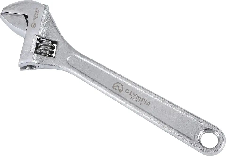 Olympia Tools 8" Adjustable Wrench, Heavy Duty Drop Forged Steel, Chrome Plated, Precision Machined Jaws, Rust Resistant
