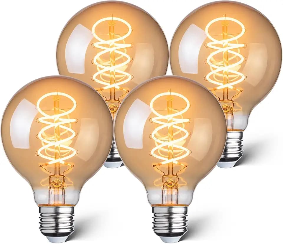 LED Deko Glühbirne E27, 1800K 4W Dunkles Stimmungslicht, Bernstein G80