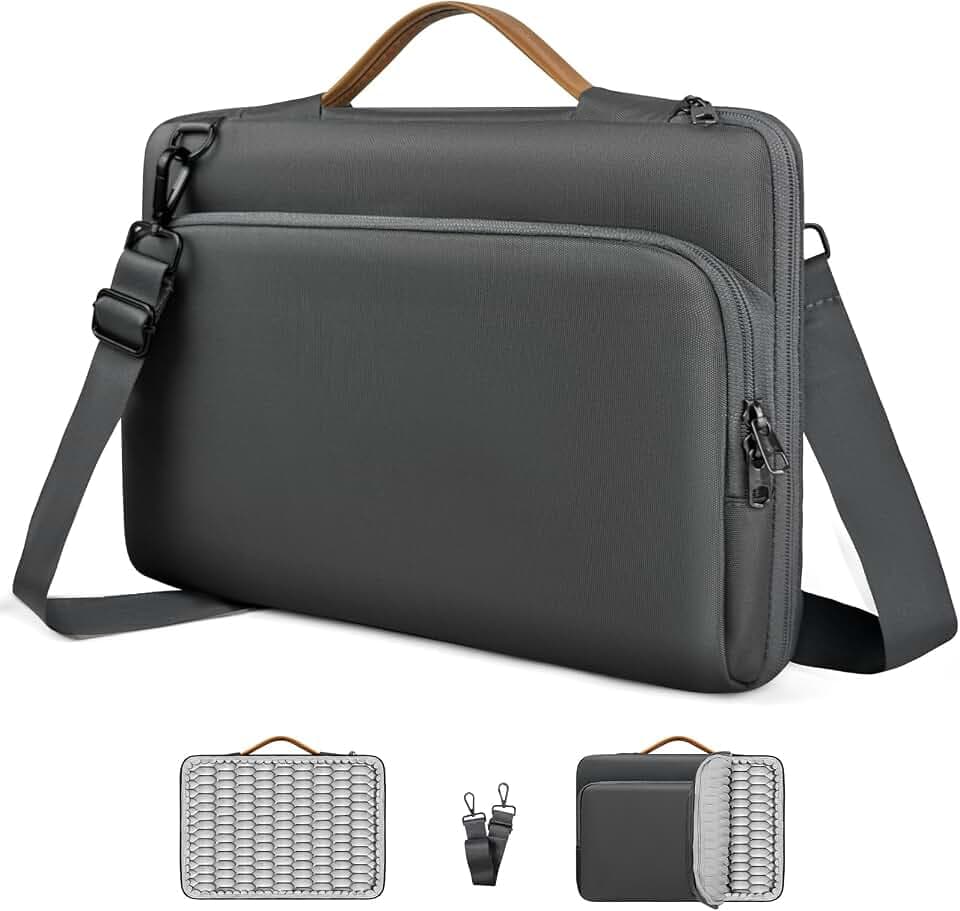 NIMOSA Laptoptasche 15.6 Zoll mit Full-Air Cushion Schutz, Wasserdichte Laptop Arbeitstasche, mit Schulterriemen Aktentasche Herren,Metallschließen YKK-Reißverschluss