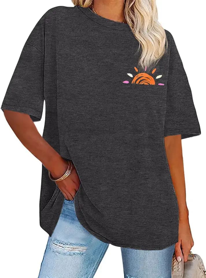 Womens Oversized Tshirt Graphic Tees Crew Neck Summer Short Sleeve Tops