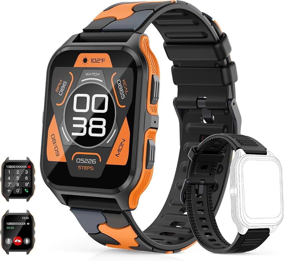 Smartwatch Damen Herren mit Telefonfunktion ,1,83'' HD-Display aktivitätstracker fitness tracker uhr mit Schlafmonitor blutdruckmessung 100+ Sportmodi, Sportuhr fitnessuhr kompatibel mit Android ios