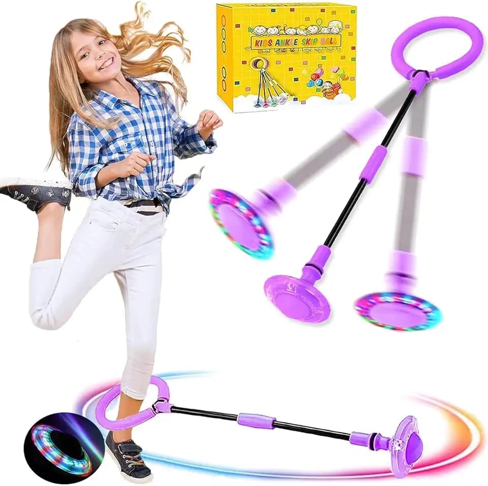 Q-WOOFF Kinder Blinkender Springring, Sport Sprungball, Geeignet für Jungen und Mädchen für Bewegung, Wettkampf und Spiele im Freien,Geschenke für Mädchen,Geschenke für Jungen (Lila)
