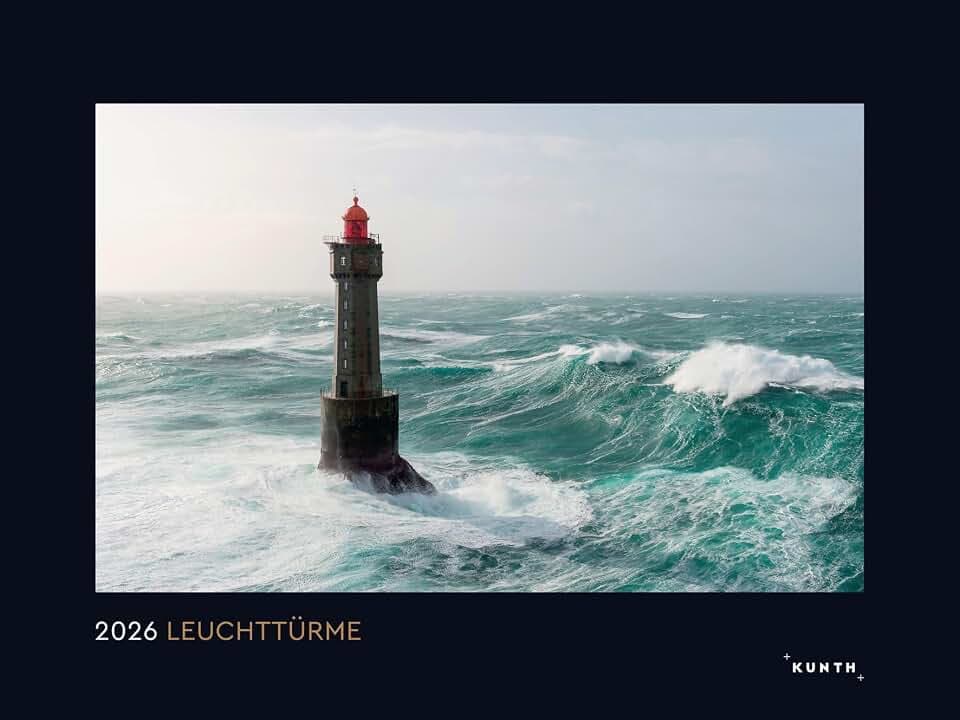 Leuchttürme - KUNTH Wandkalender 2026: Hochwertiger, bildstarker Kalender mit Spiralbindung im Großformat (KUNTH Wandkalender Black Edition 60 x 45 cm)