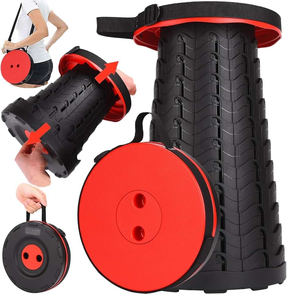 Fishboy Upgraded Collapsible Stool, 400lbs Max Weight, Lightweight But Sturdy, Portable Retractable Folding Telescoping Foldable Camping Stool for Adults Outdoor Fishing Hiking BBQ