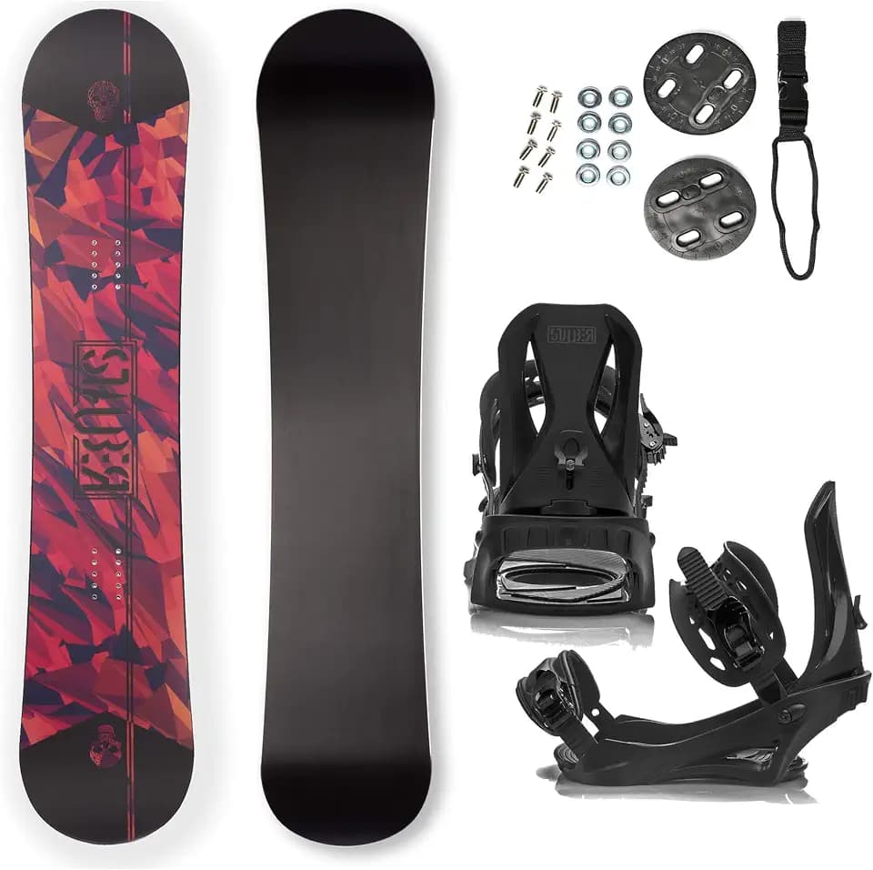 STAUBER Matte Summit Snowboard & Binding Package Sizes 128, 133, 138, 143, 148,153,158, & 161- Best All Terrain, Twin Directional, Hybrid Profile - Adjustable Bindings - Designed for All Levels 143