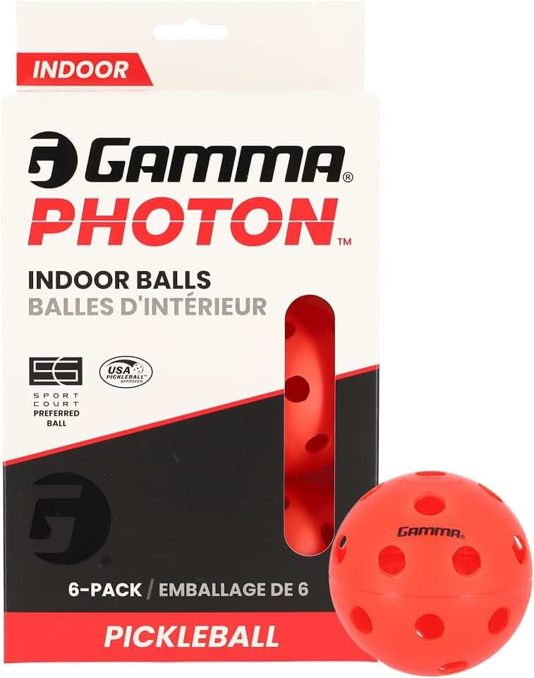 Gamma Photon Indoor Pickleballs, 26 Holes for Precise Indoor Flight, USAPA Approved Pickle Ball for Tournament Play, High Visibility, Durable, Consistent Bounce, Red