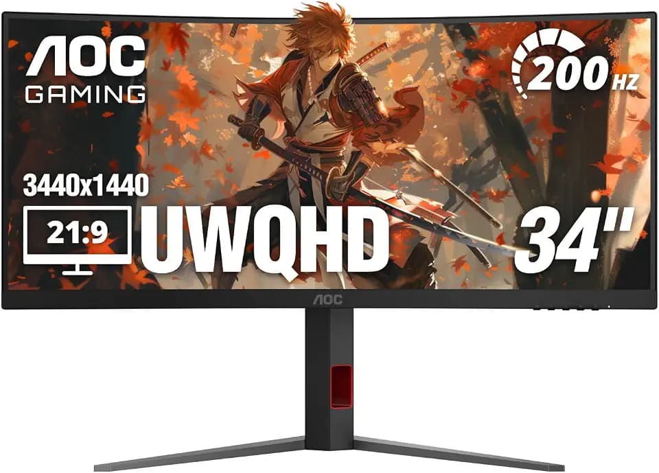 AOC 34 Inch Curved Gaming Monitor UWQHD 200Hz VA 0.3ms HDR, CU34G4H