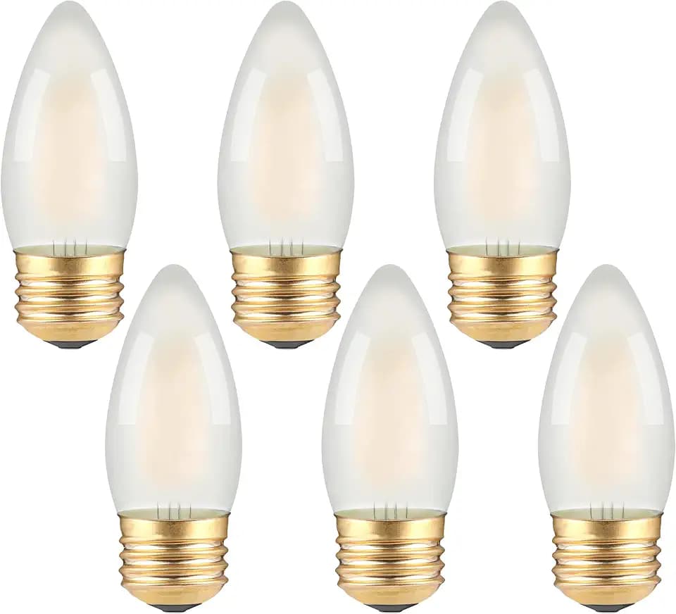 Frosted E26 LED Candle Light Bulbs 25W Equivalent- 2W Dimmable Chandelier E26 LED Bulb- 2700K Soft Warm- B11 Antique Candelabra Lightbulbs for Bedroom Pandent, Piano Lamp, Wall Sconce- 6 Count