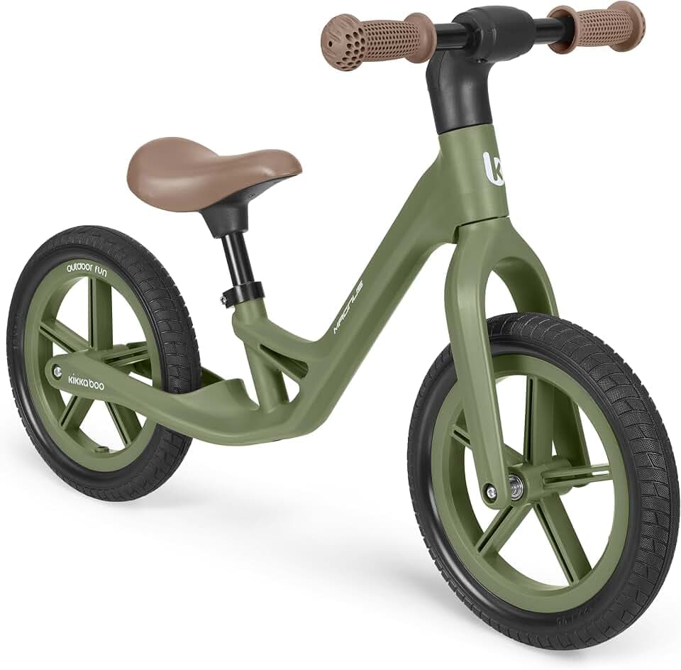 KikkaBoo Magnus Laufrad für Kinder 3–6 Jahre, Leichter Fiberglas Rahmen, Verstellbarer Sitz, rutschfeste Griffe, Robuste PU Räder