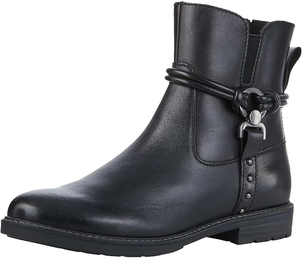 MARCO TOZZI Damen Stiefeletten ohne Absatz aus Leder Flach