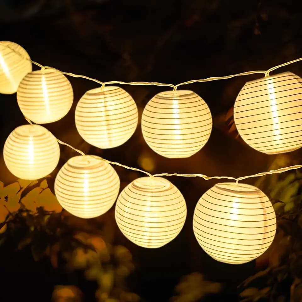 Uping 5,8M 20er Led Lichterkette Batterie Lampions Laterne Warmweiß