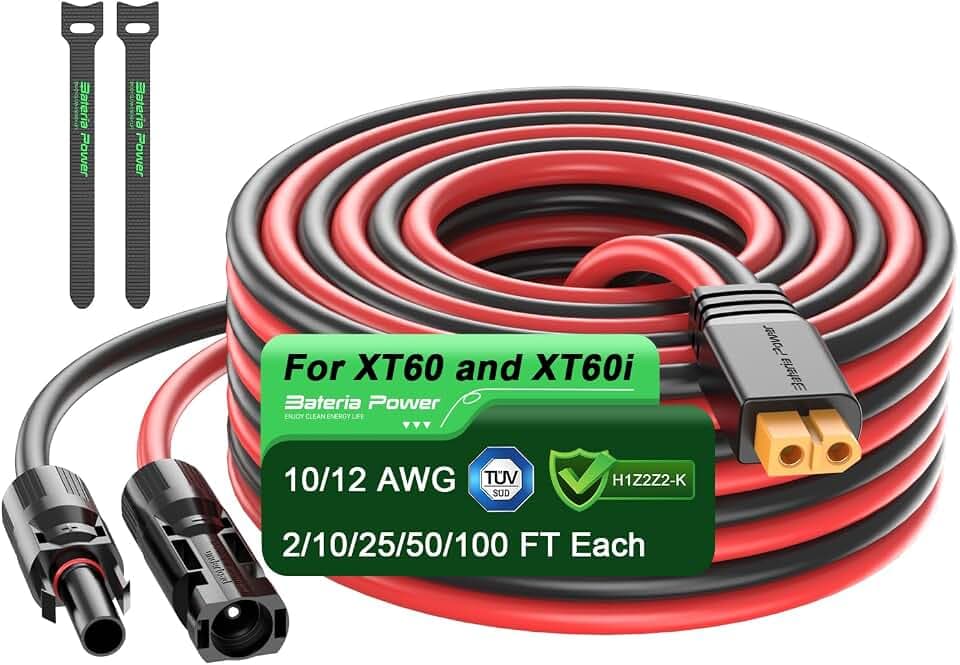 25 FT Solar to XT60 Extension Cable Solar Panel XT60 Adapter
