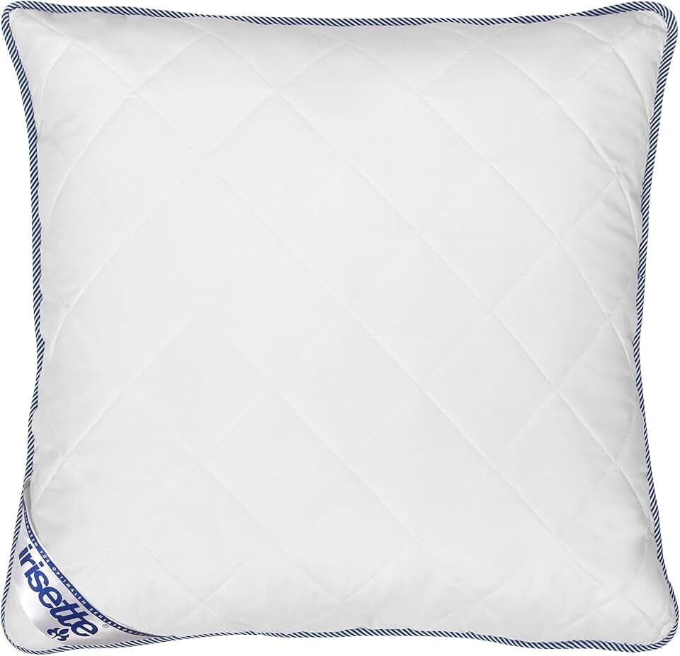 Irisette Body Contour Kopfkissen 2er Set 80x80 cm mit abnehmbarem Bezug aus Softer Microfaser, waschbar bis 60°C, weiß/blau, Öko-Tex Zertifiziert, produziert nach deutschem Qualitätsstandard