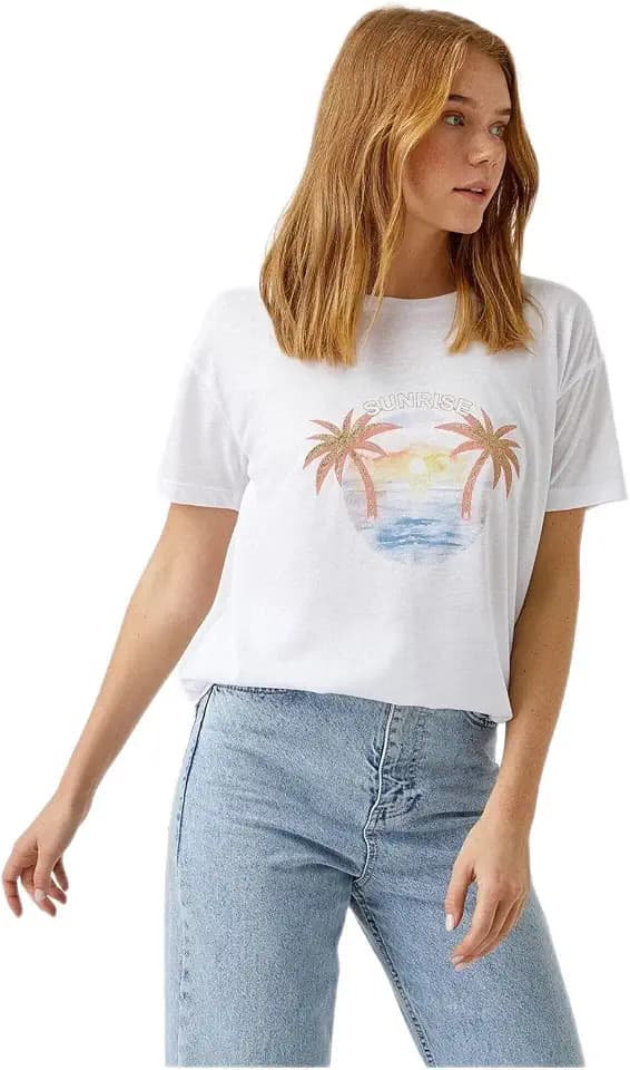 Koton Damen Rundhalsausschnitt T-Shirt