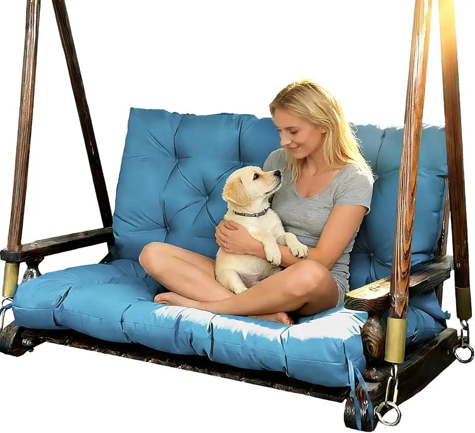 Porch Replacement Swing Cushions for Outdoor: 2-3 Seater Garden Waterproof Patio Bench Cushion with Ties - 4" Thick Swing Chair Cushion for Backyard Furniture Loveseat