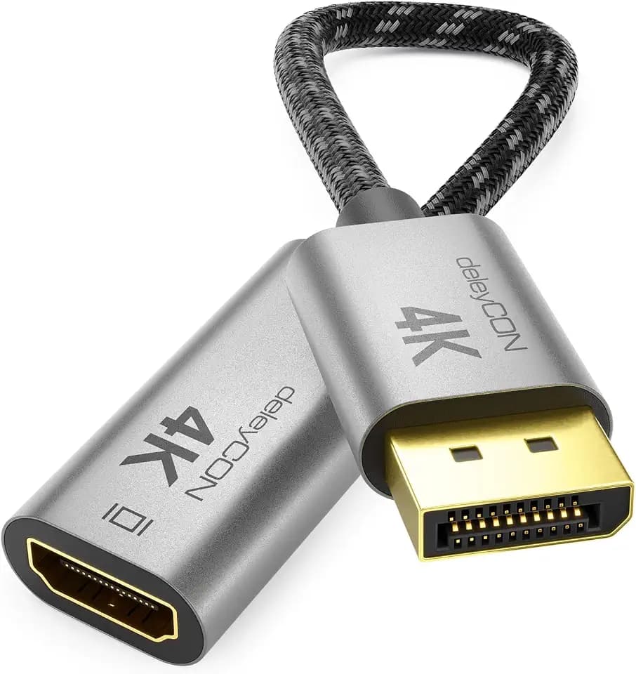 deleyCON DisplayPort auf HDMI Adapter 4K@60Hz Aluminium Nylon