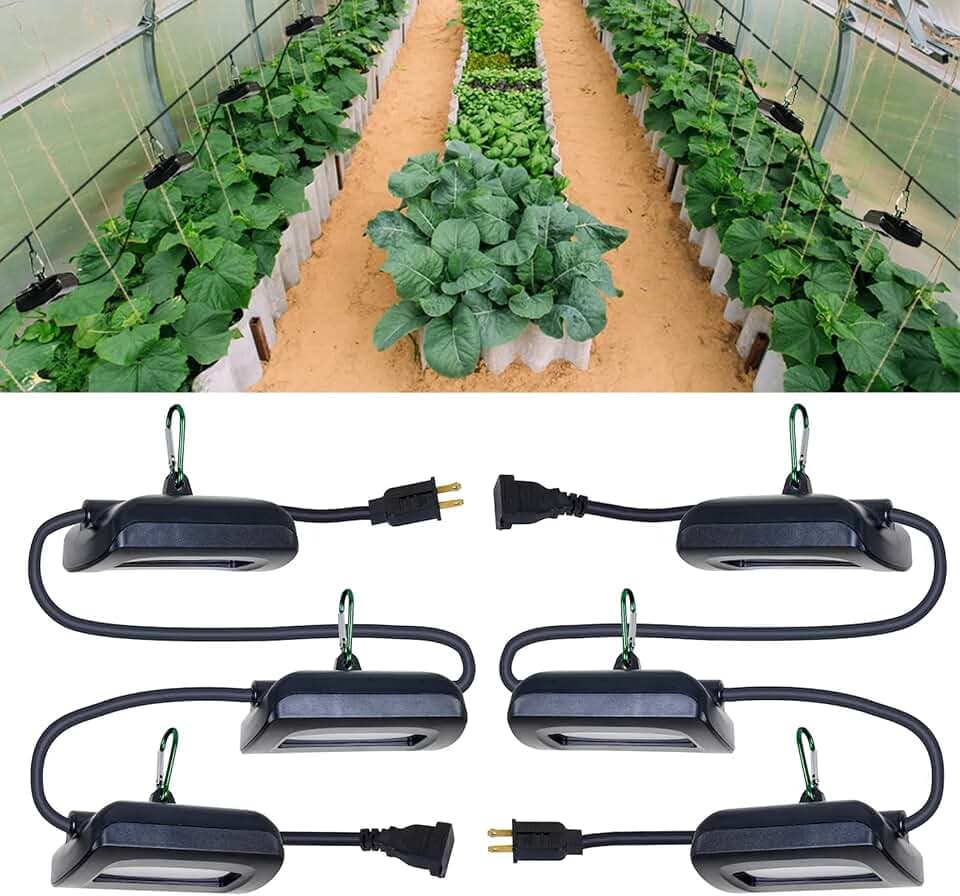 Owleye 12FT Outdoor Grow Lights LED String Plant Light, IP65 Waterproof, Full Spectrum, 120V, ETL Listed, 33.89 umol/s, Linkable Grow Light for Greenhouse & Outdoor Garden & Raised Bed (3-Bulbs)-2 Set