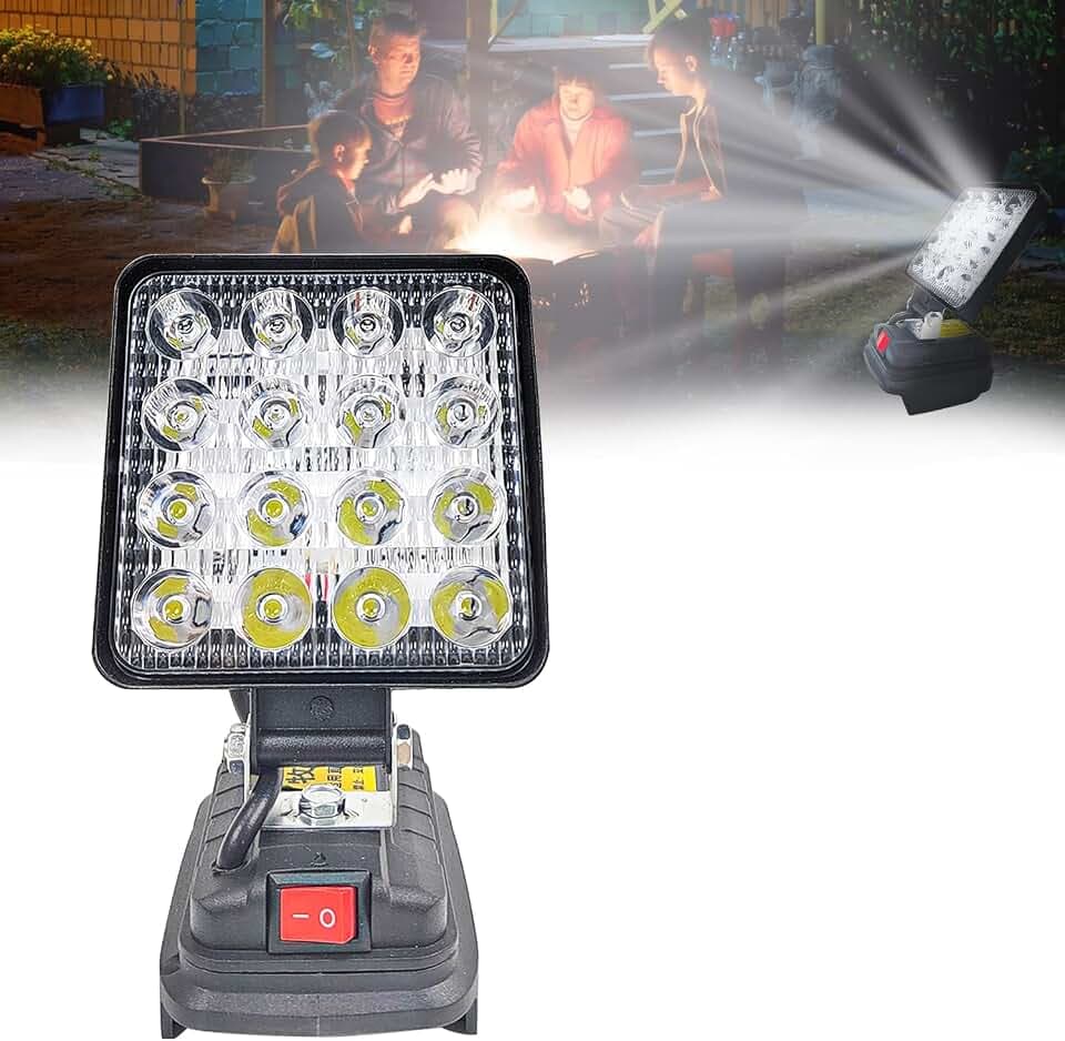 Akku Lampe Für Makita 18v, 27W Led Arbeitsleuchte Akku | Multifunktionales Led Strahler Akku, Tragbares Baustellen Lampe, Taschenlampe Für Makita 18V Lithium Lonen Batterie