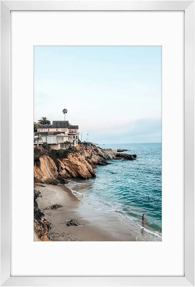Frametory 16x24 Frame with Mat for 12x18, Real Glass, Silver